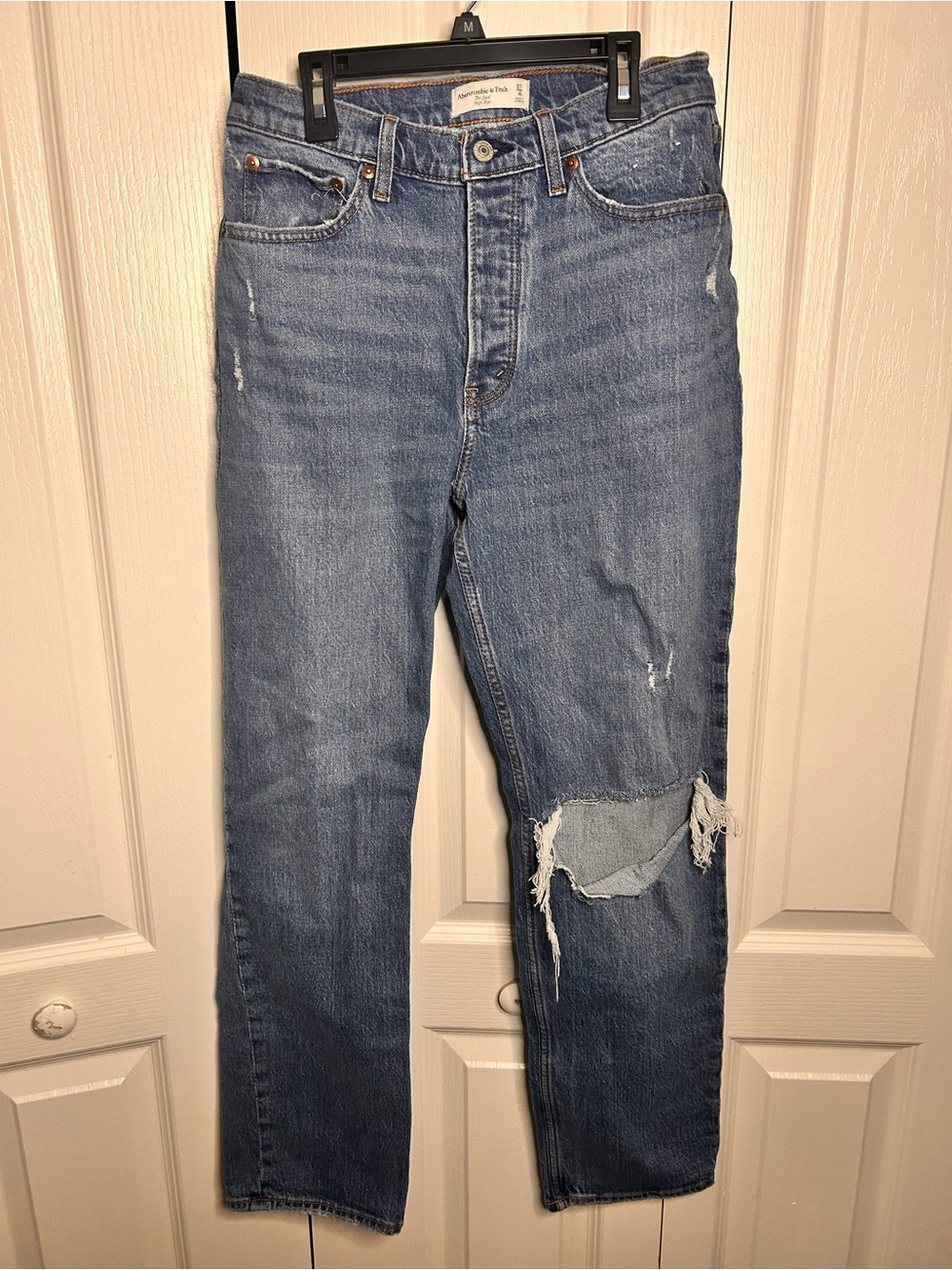Abercrombie & Fitch The Dad High Rise Jeans Curve Love Distressed Denim 27 4R